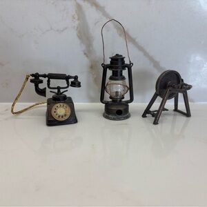 Vintage Antique Finish Die Cast Miniatures Lantern Telephone Sharpener Wheel